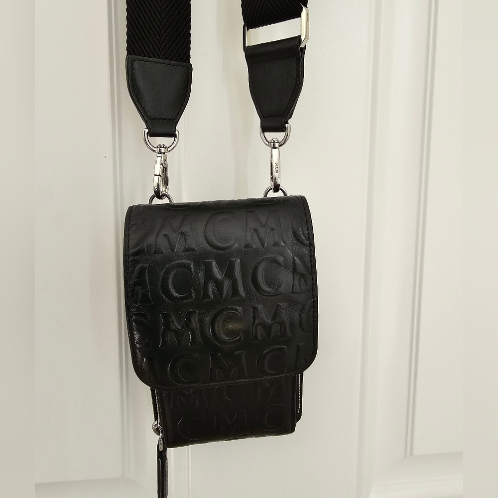 MCM signature used cell phone crossbody